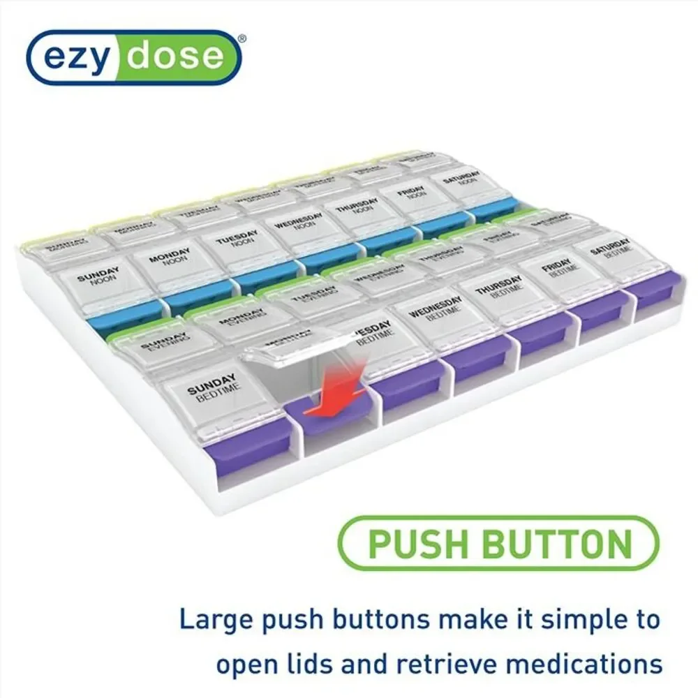 EZY DOSE Weekly (7-Day) Pill Case, Medicine Planner, Vitamin Organizer Box, XL